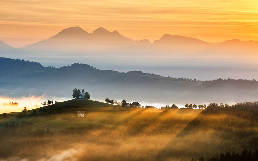 I Photographed Saint Thomas Church Above Praprotno Village Before Sunrise I Photographed Saint Thomas Church Above Praprotno Village Before Sunrise