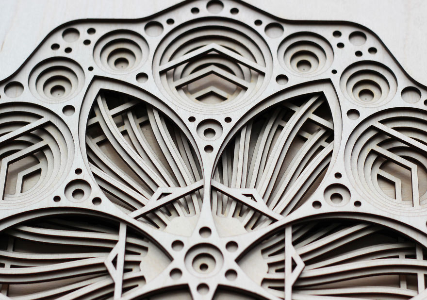 We Stack Layers Of Laser Cut Wood To Make Intricate Mandalas