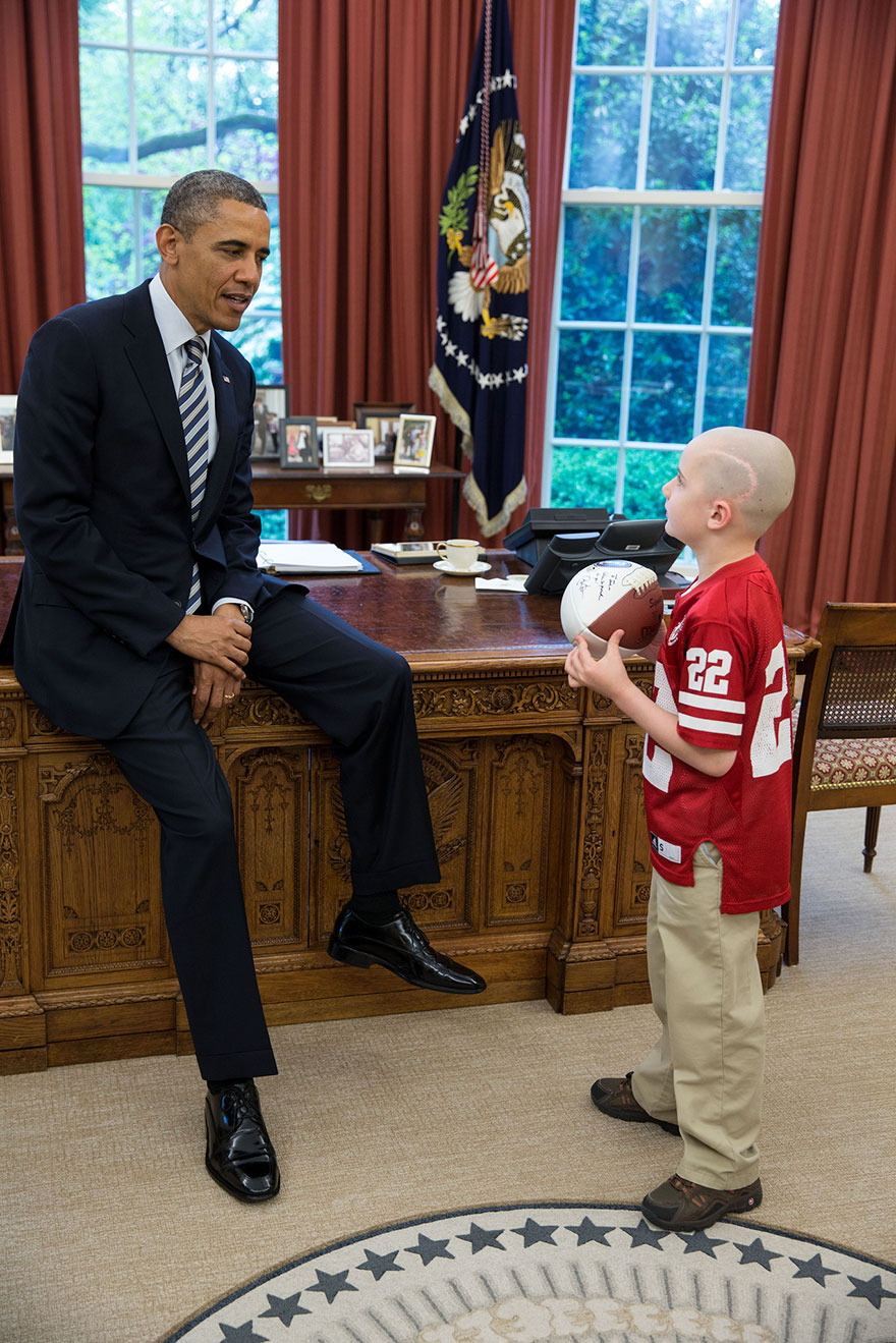 President Barack Obama Meets With 7-Year-Old Jack Hoffman In The White House