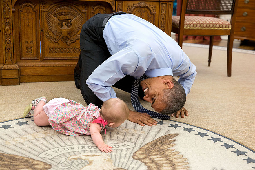 Barack Obama Crawling With Ella Rhodes
