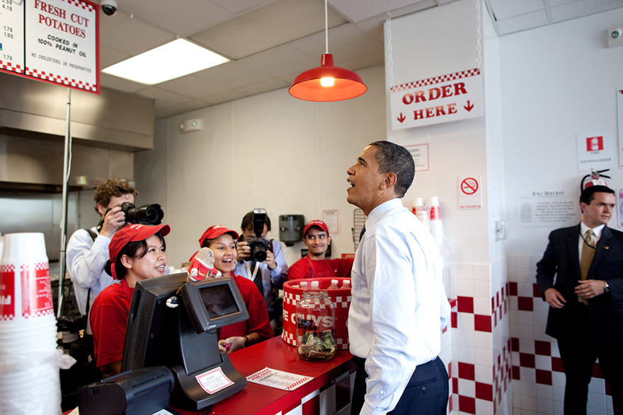 President Obama Orders Lunch At Five Guys In Washington, D.C. During An Unannounced Lunch Outing