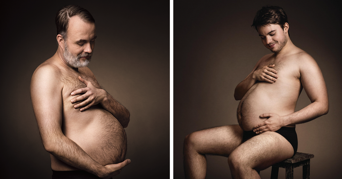 German Beer Ad Shows Men Cradling Their Beer Bellies Like Pregnant Moms.
