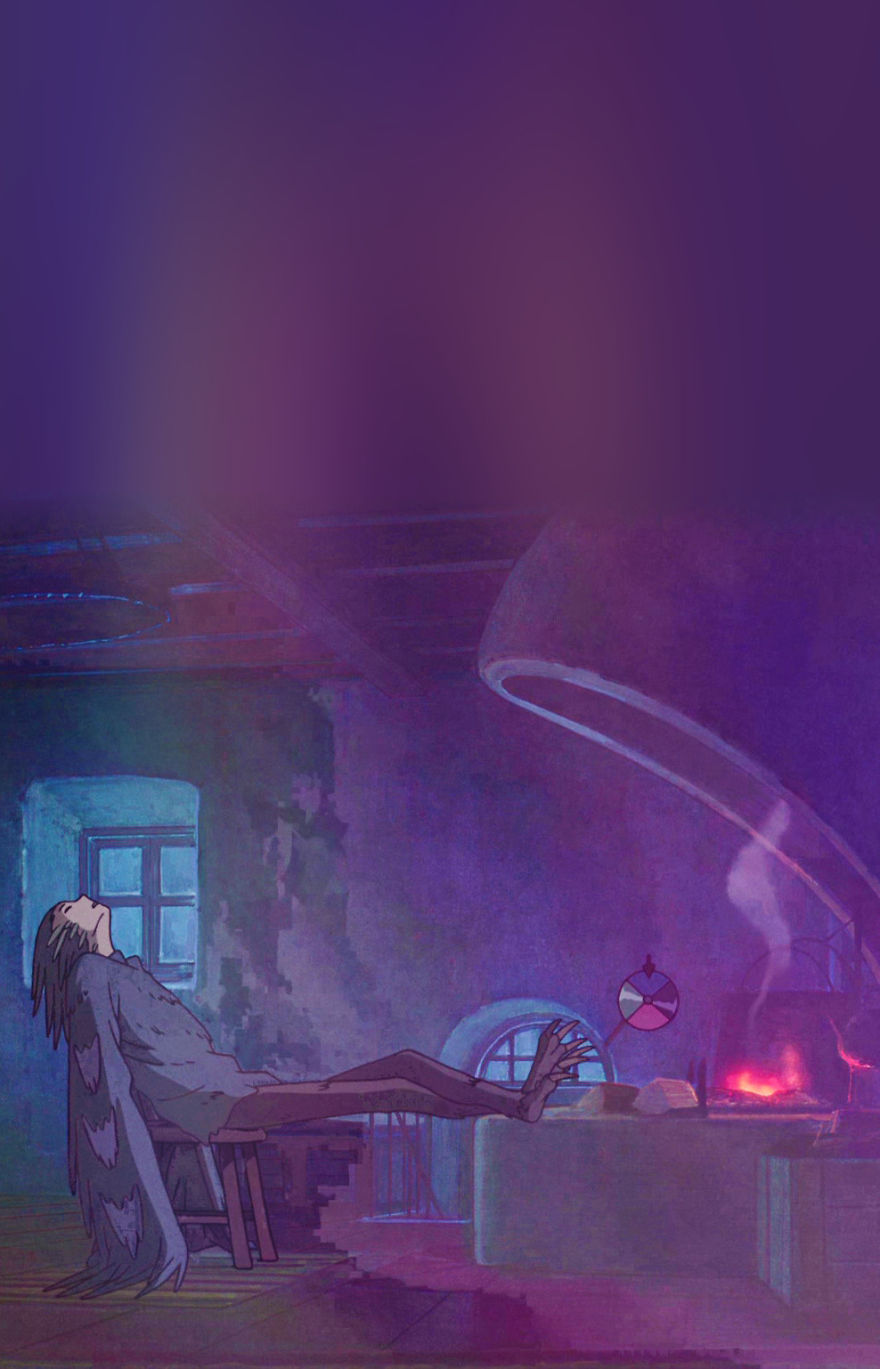 Anime character lounging on a chair in a dimly lit room, celebrating Studio Ghibli's 31st birthday.