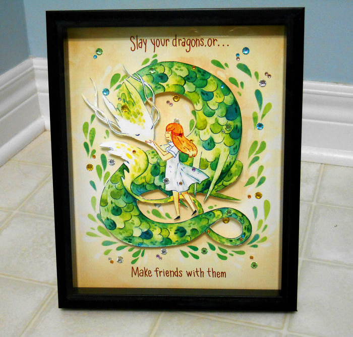 Dragon Paper Cut Shadow Box Artwork