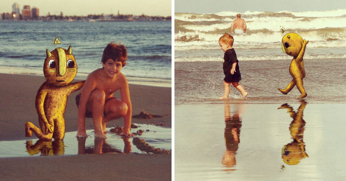 Invisible Friend: Family Pictures Invaded By A Cute Monster