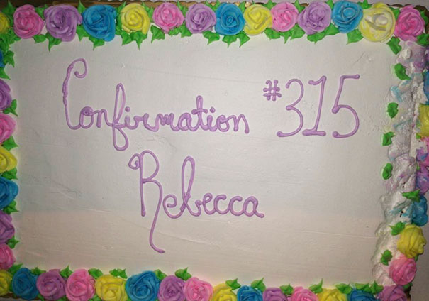 We Ordered A Confirmation Cake For Our Daughter. Selected Image #315 From A Book Of Decorations. This Was The Outcome