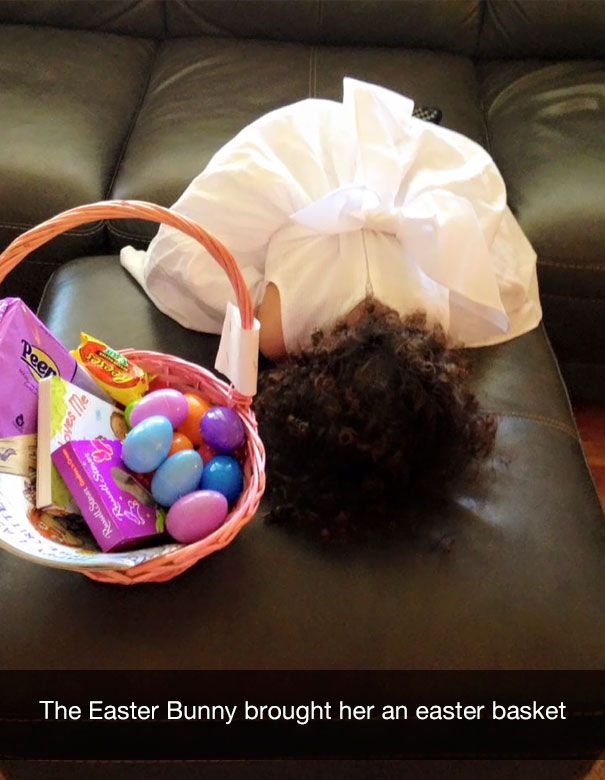 The Easter Bunny brought her an Easter basket