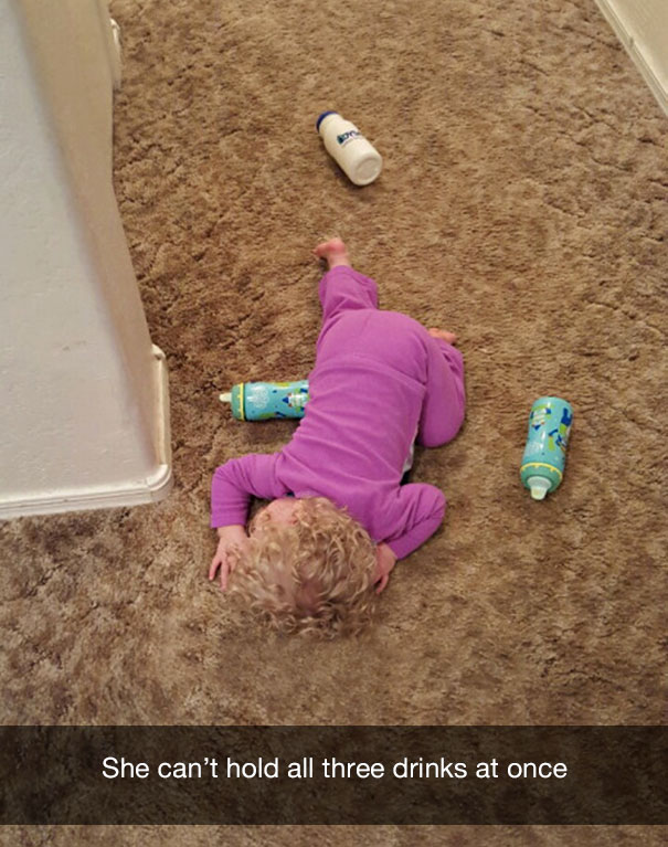 She can’t hold all three drinks at once