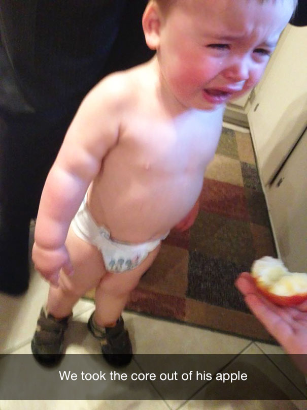 We took the core out of his apple