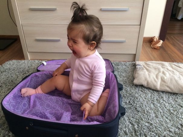 She Wanted To Travel Inside The Suitcase