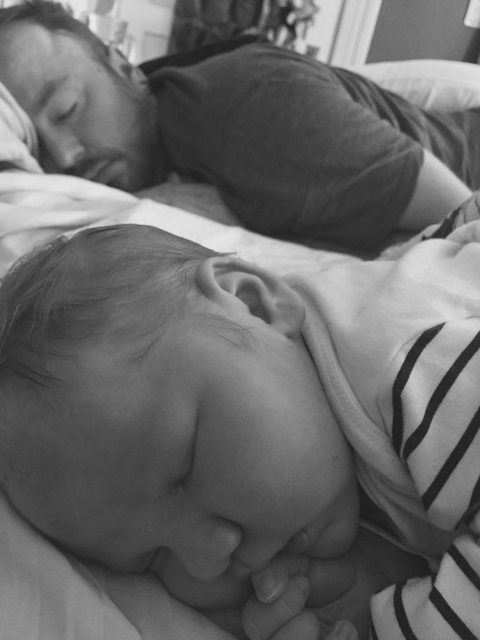 Sleepy Finnish Dad And Son