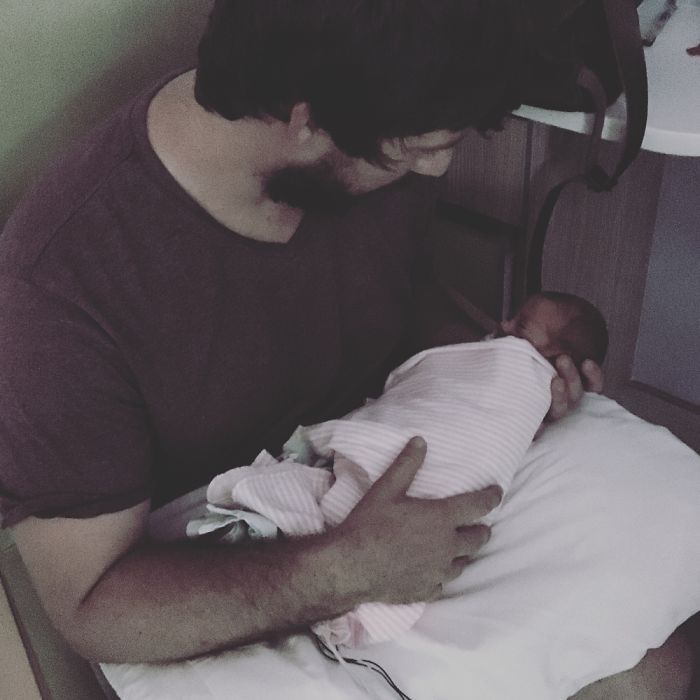 Daddy's First Time Holding His 3 Week Old Daughter