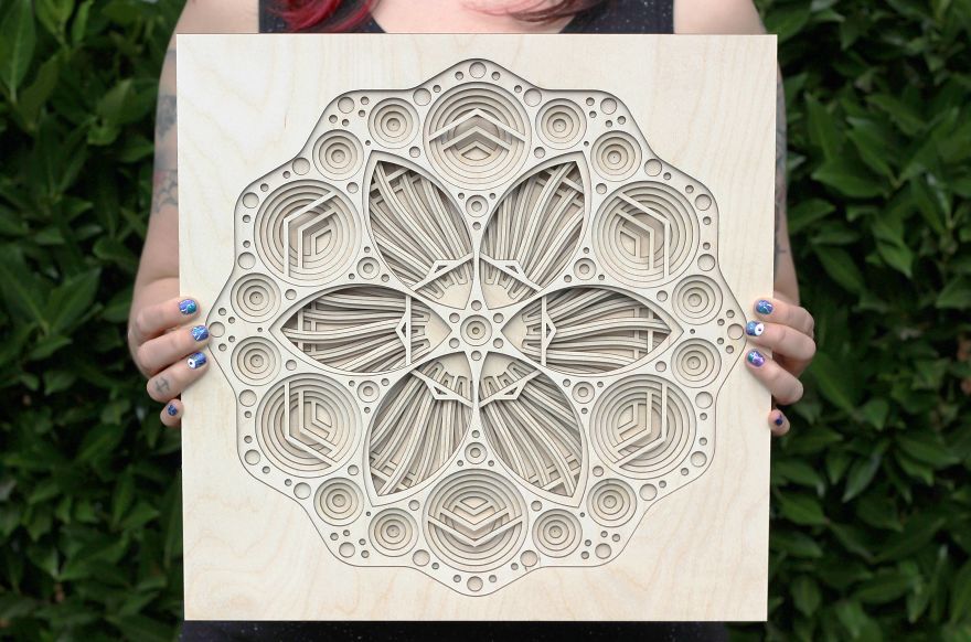 We Stack Layers Of Laser Cut Wood To Make Intricate Mandalas