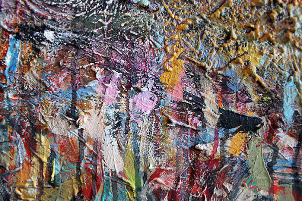 Section Of Board Where I Randomly Clean Off My Paintbrushes.