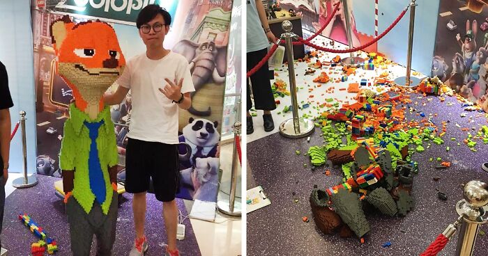 Man Spends 3 Days Making $15,000 LEGO Statue, Child Destroys It In Seconds