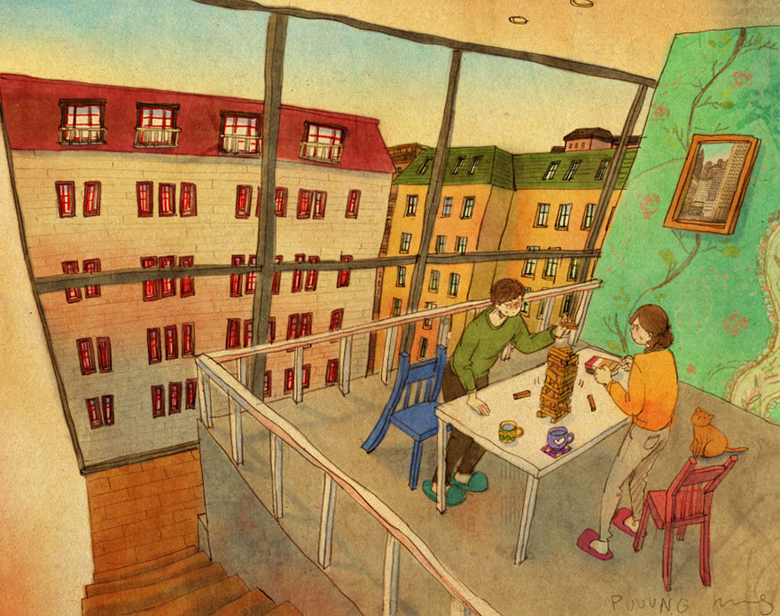 Playing Jenga To Decide Who's Doing The Dishes Today