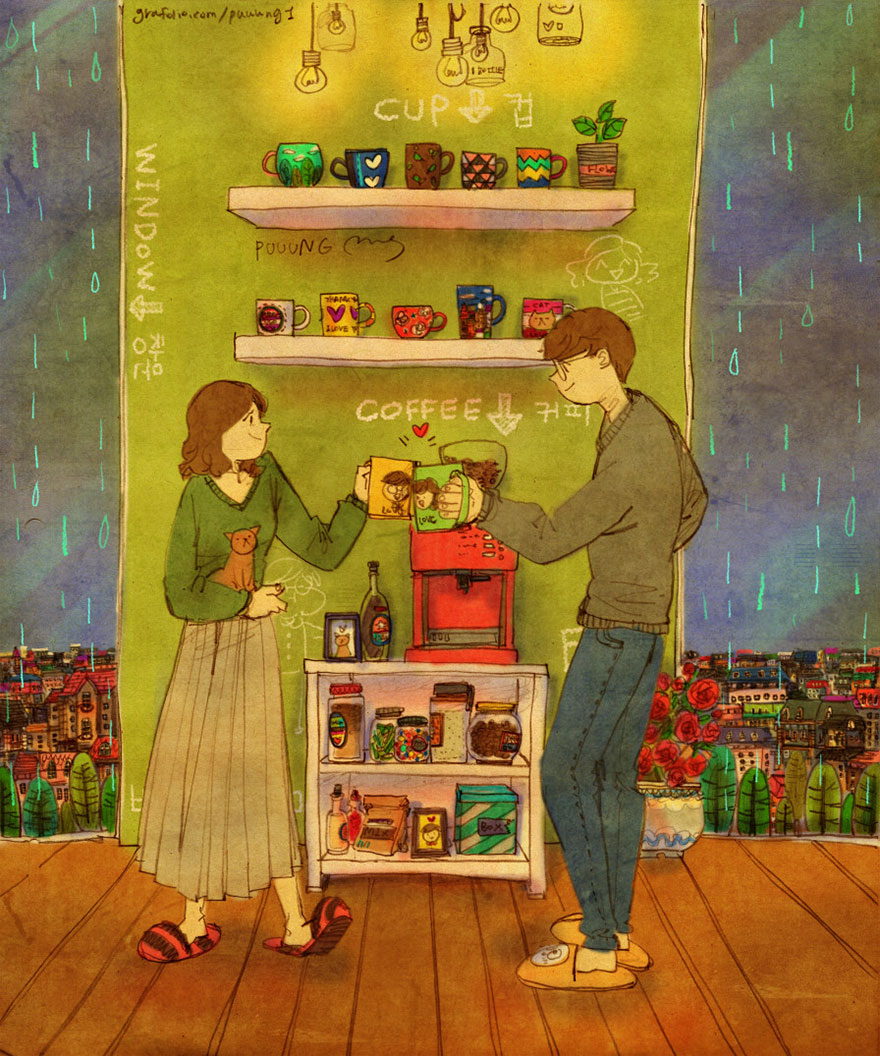 Celebrating A New Day With A Cup Of Coffee, Even When It's Raining