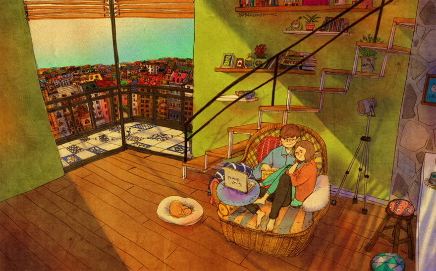 Watching A Movie Cuddling Together