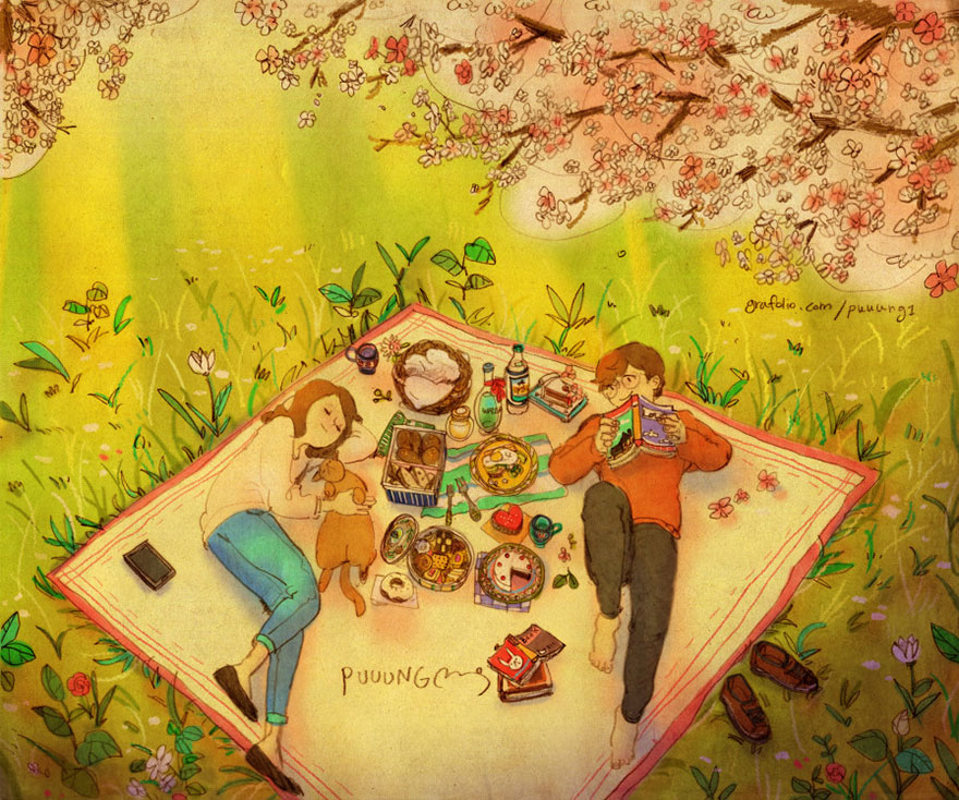 Having A Picnic To Celebrate Spring