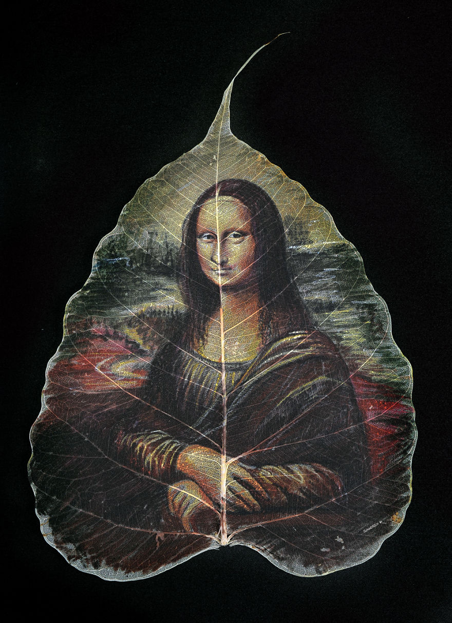 Monalisa On Peepal Leaf