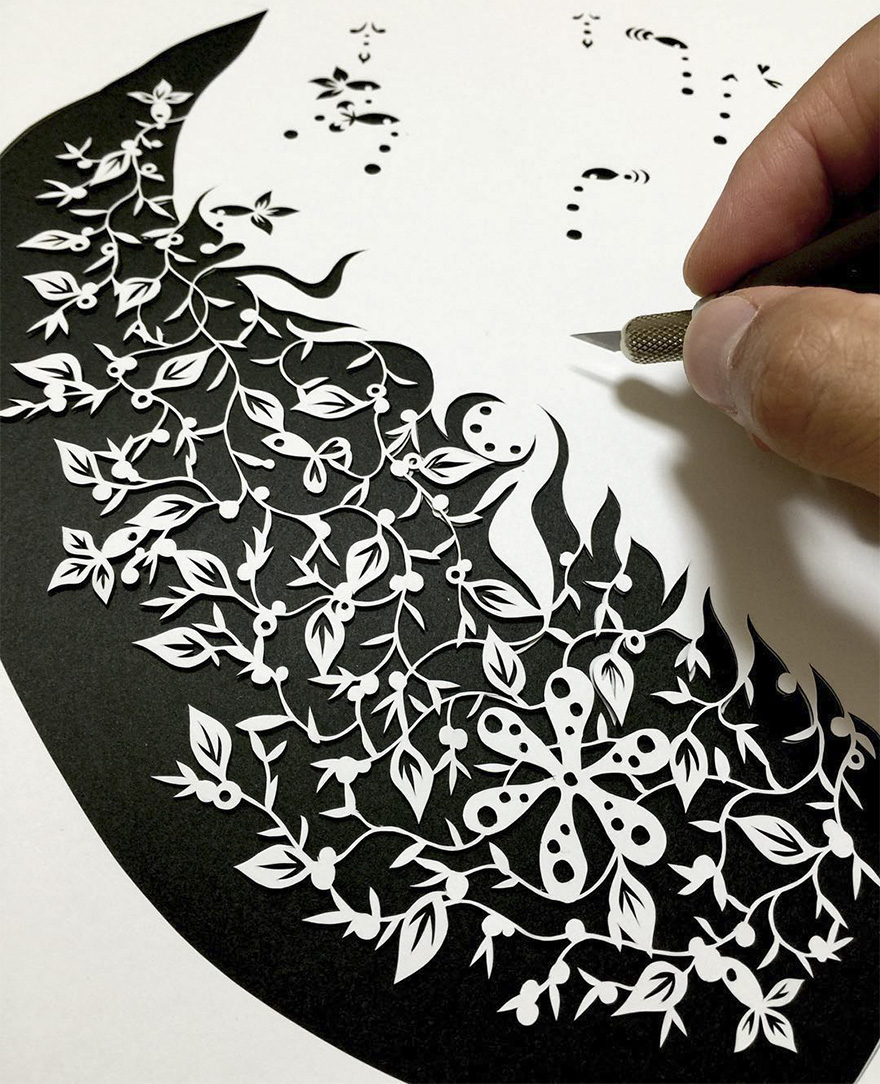 Japanese Artist Hand-Cuts Insanely Detailed Paper Art