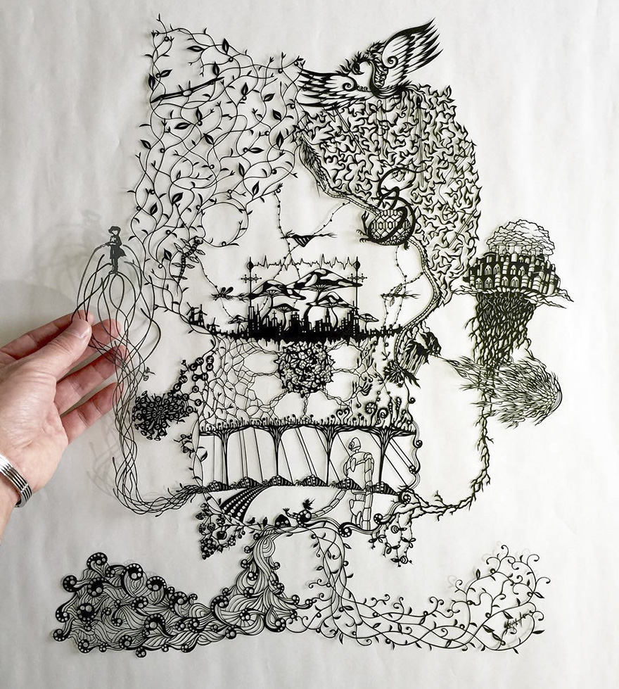 Japanese Artist Hand-Cuts Insanely Detailed Paper Art Japanese Artist Hand-Cuts Insanely Detailed Paper Art