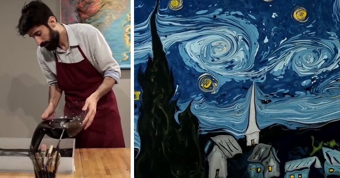 Van Gogh’s Starry Night Painted On Dark Water By Garip Ay