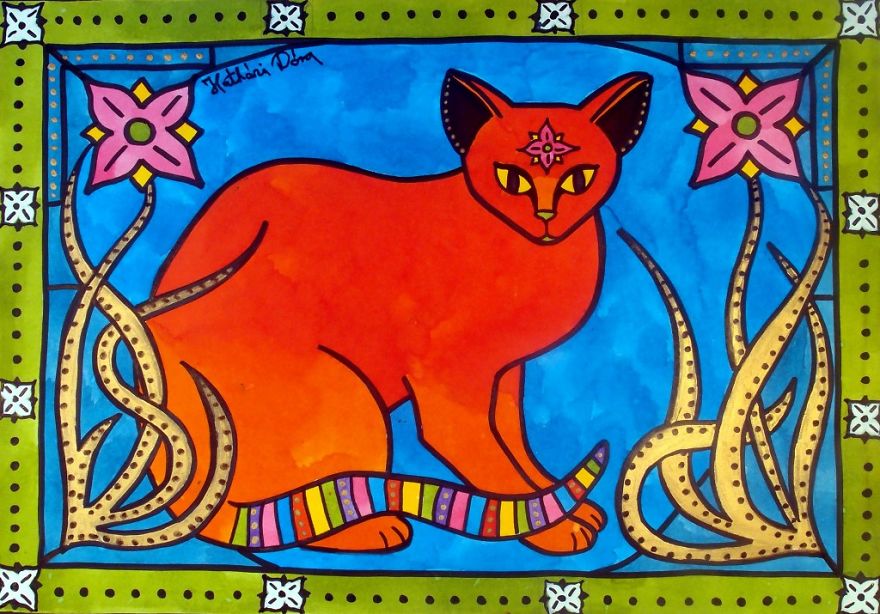 My Beloved Cat Inspired Me To Create These Colorful Feline Artworks My Beloved Cat Inspired Me To Create These Colorful Feline Artworks