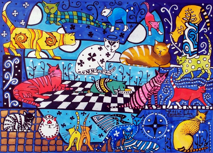 My Beloved Cat Inspired Me To Create These Colorful Feline Artworks My Beloved Cat Inspired Me To Create These Colorful Feline Artworks