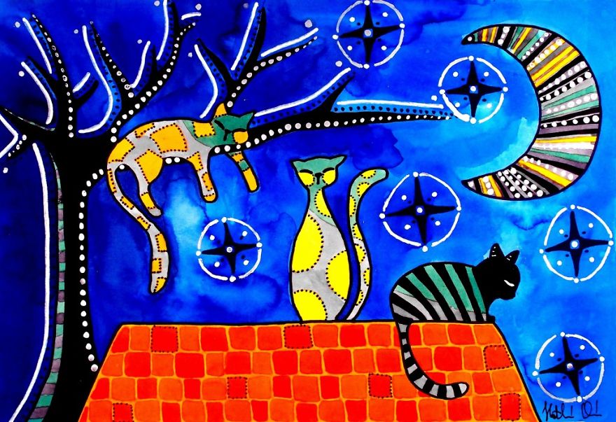 My Beloved Cat Inspired Me To Create These Colorful Feline Artworks My Beloved Cat Inspired Me To Create These Colorful Feline Artworks