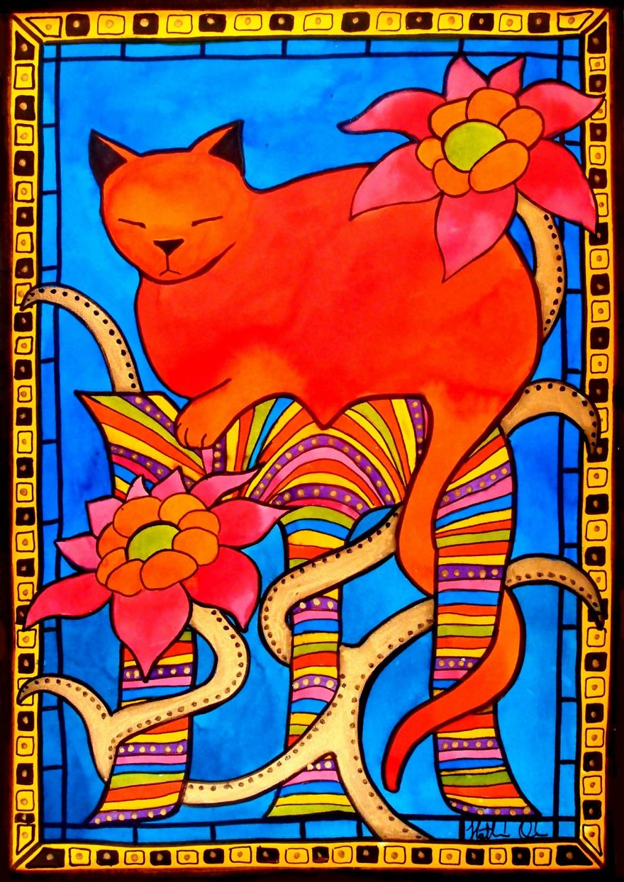 My Beloved Cat Inspired Me To Create These Colorful Feline Artworks My Beloved Cat Inspired Me To Create These Colorful Feline Artworks