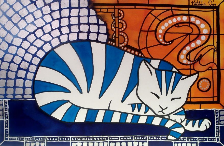 My Beloved Cat Inspired Me To Create These Colorful Feline Artworks My Beloved Cat Inspired Me To Create These Colorful Feline Artworks