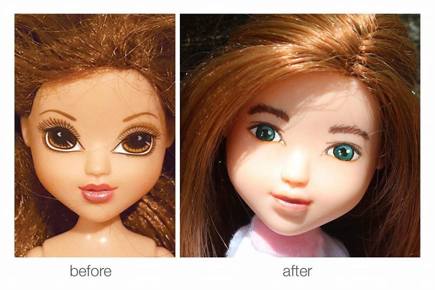 I Re-Paint Faces Of Bratz Dolls To Promote Positive Body Image In Children I Re-Paint Faces Of Bratz Dolls To Promote Positive Body Image In Children