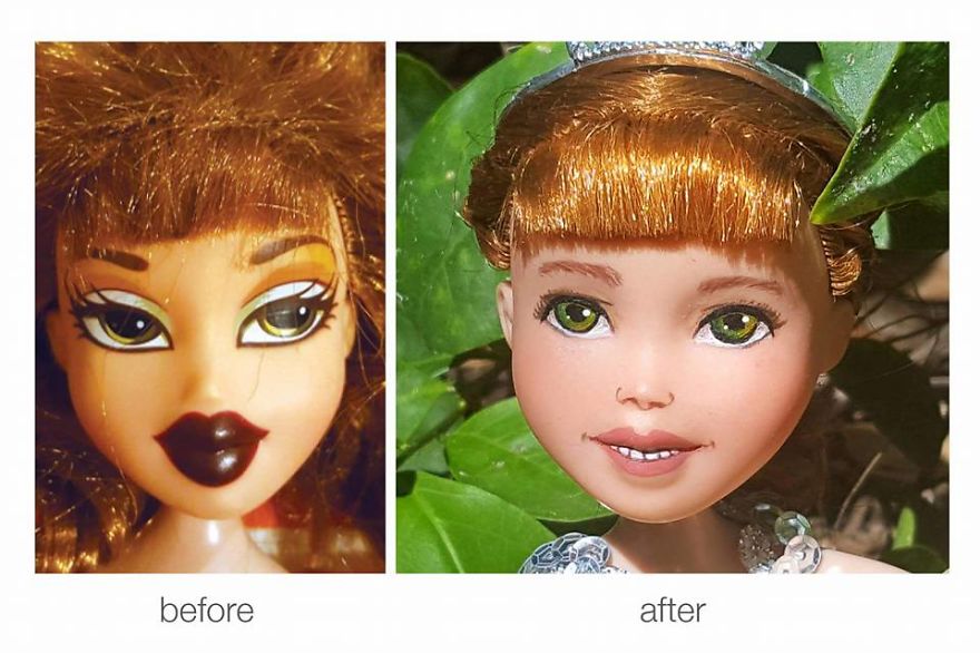 I Re-Paint Faces Of Bratz Dolls To Promote Positive Body Image In Children I Re-Paint Faces Of Bratz Dolls To Promote Positive Body Image In Children