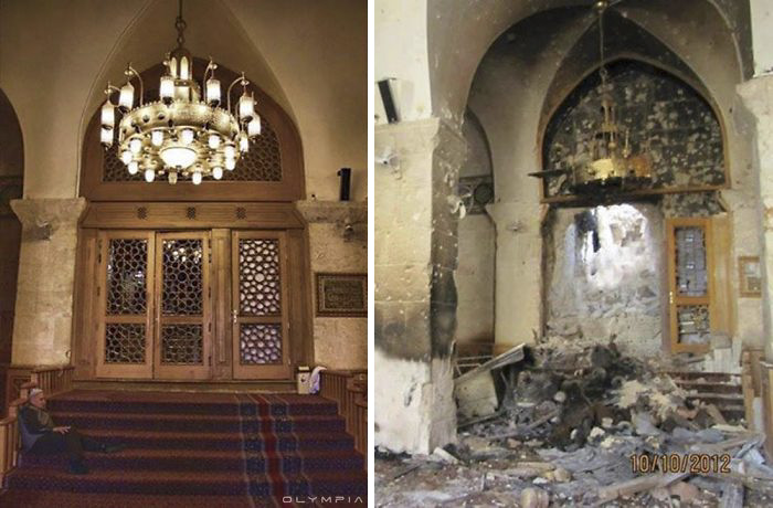 Before and after images of war's impact on a historic building in Syria's largest city.