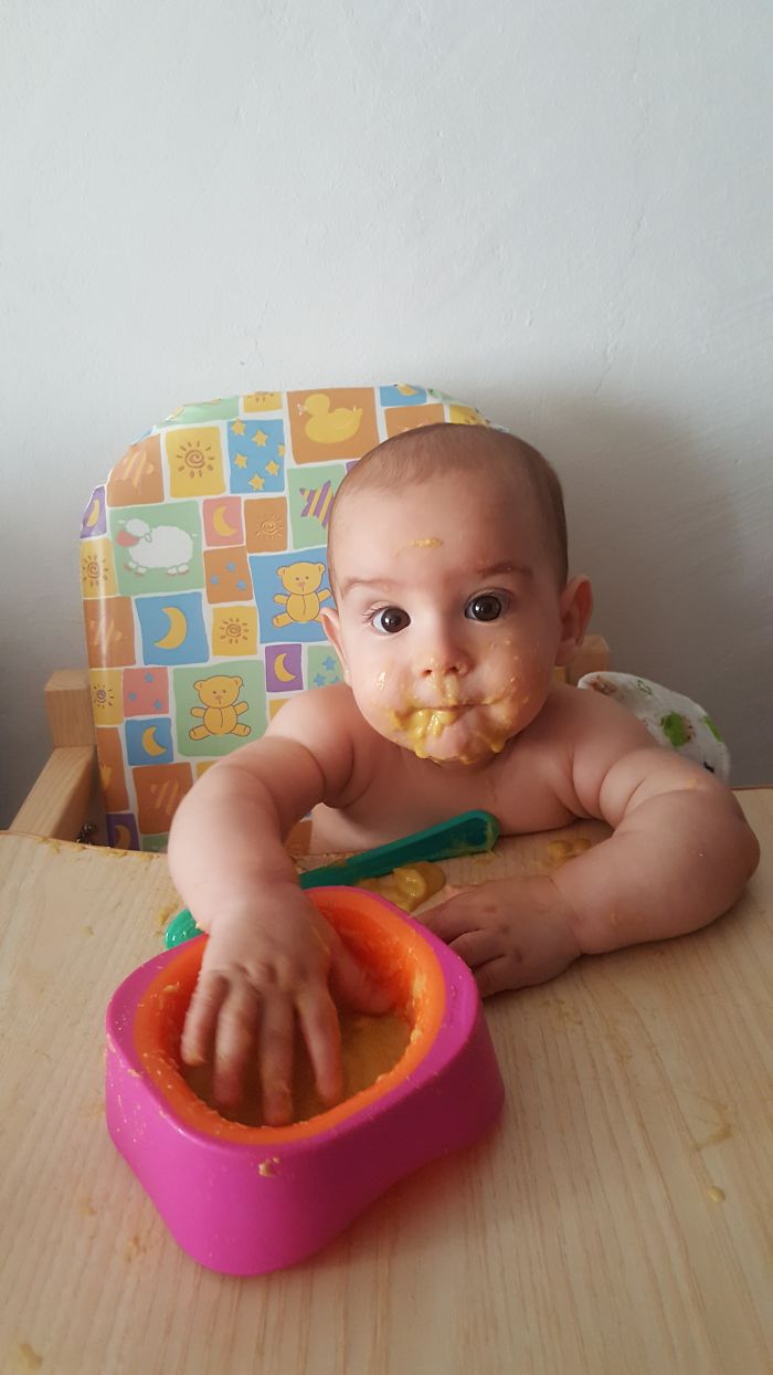 When Your Baby Is Trying To Eat Alone:))