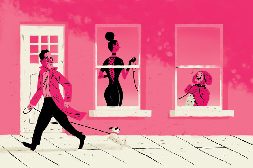 “I Was Once Walking My Dog When I Happened To Look Into Someone’s Front Room. I Saw A Woman Wearing Black Leather Walking Her ‘dog’ – A Guy On A Leash! Each To Their Own, I Guess.”
