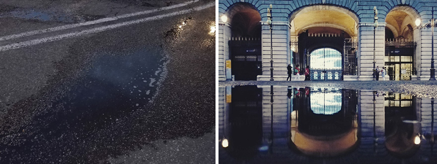 Hidden Parallel Worlds Of Everyday Puddles Captured With My Smartphone