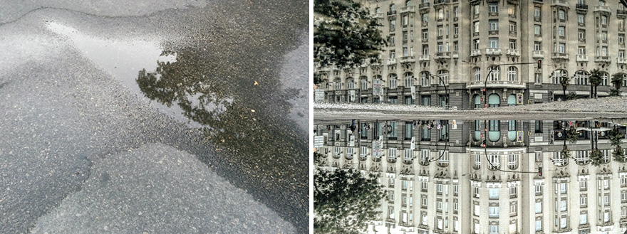Hidden Parallel Worlds Of Everyday Puddles Captured With My Smartphone