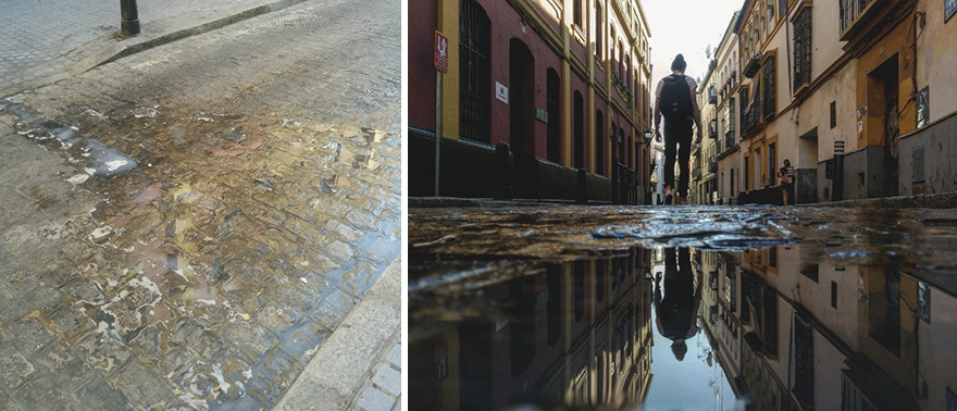Hidden Parallel Worlds Of Everyday Puddles Captured With My Smartphone