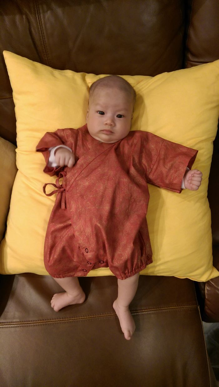 My Hubby Tried Traditional Dress For 6 Months Old Size To Our 1 Month Old Baby.