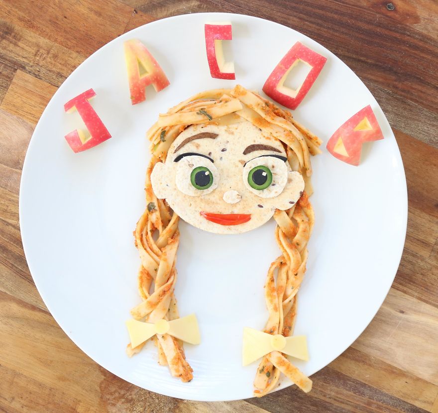 Essie From Toy Story. Hidden Vegetable Nepoletana Sauce With Fettuccine And Wholemeal Wrap