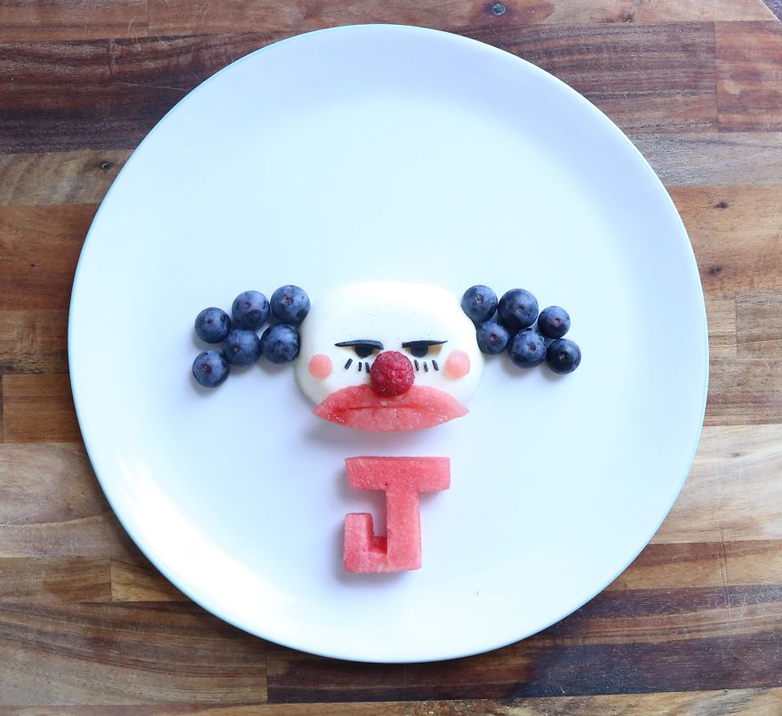 Chuckles The Clown From Toy Story 3. Panna Cotta (made With Coconut Sugar) And Fruit