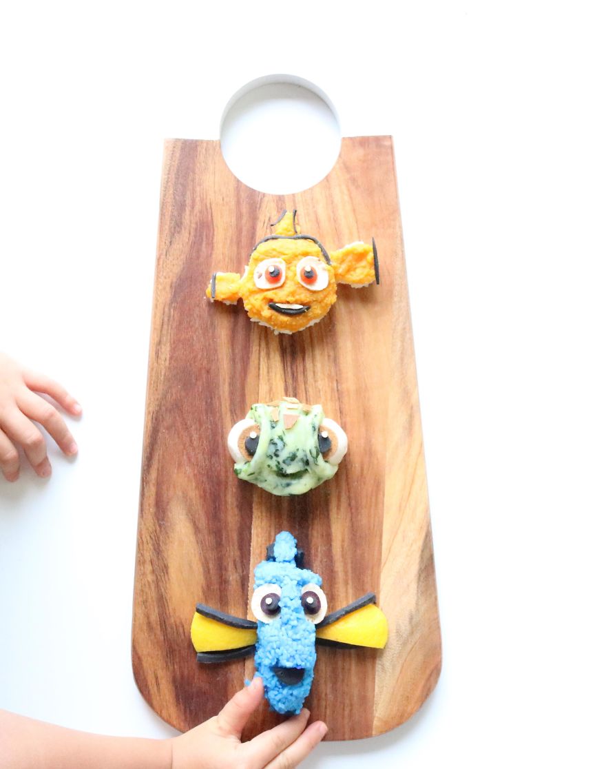 Nemo, Dory & Squirt. Lentils, Mash And Rice