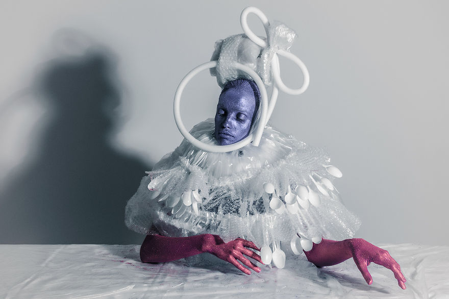 I Create Fashion From Items People Throw Away Immediately After Using Them