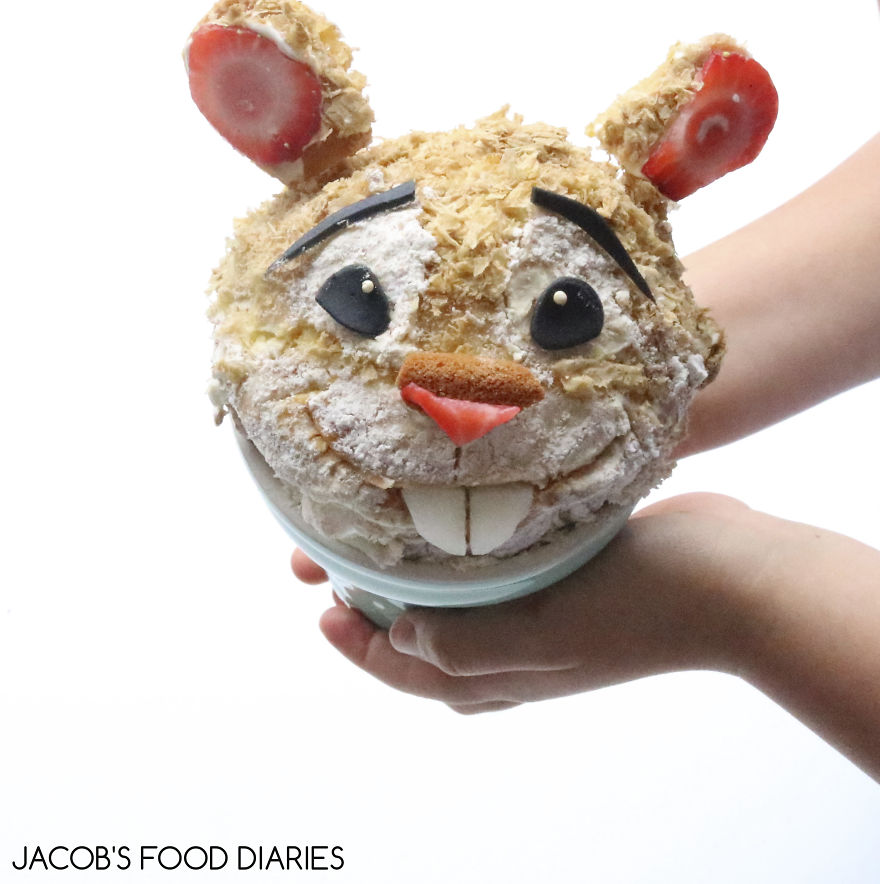 Hamster From Zootopia. Spelt Cupcake With Strawberries And Melon