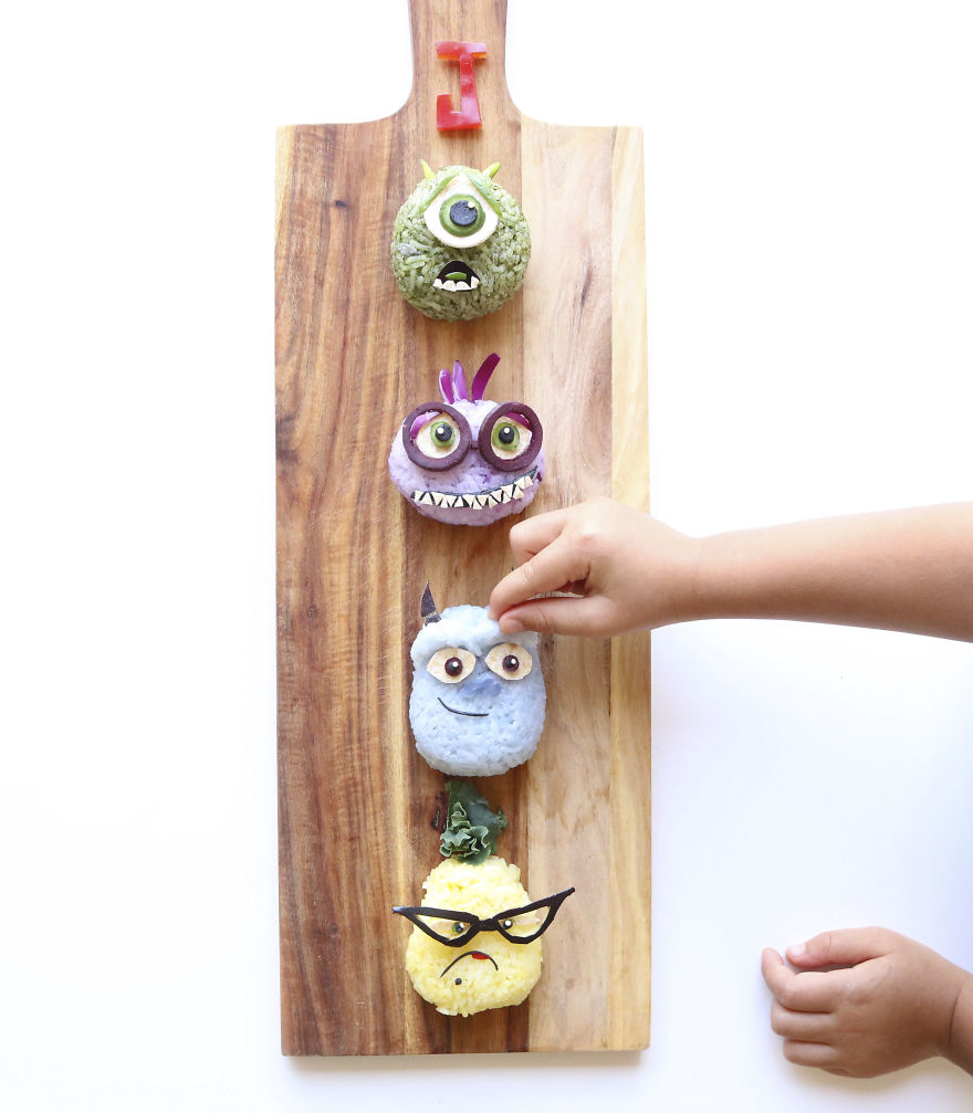 Monsters Inc. Coconut Sticky Rice Balls Stuffed With Shredded Free Range Chicken And Veggies