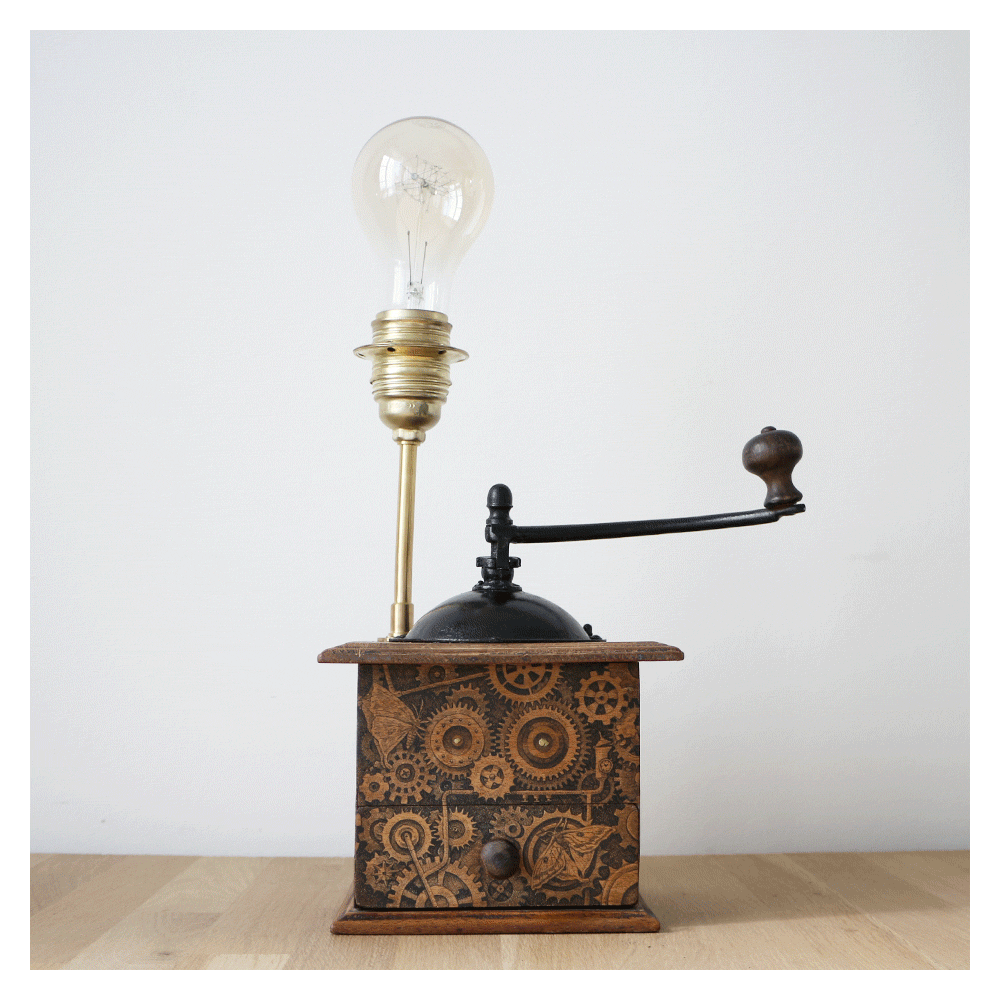 It Took Me 50 Hours And Thousands Of Lines To Bring This Old Coffee Grinder Lamp To Life