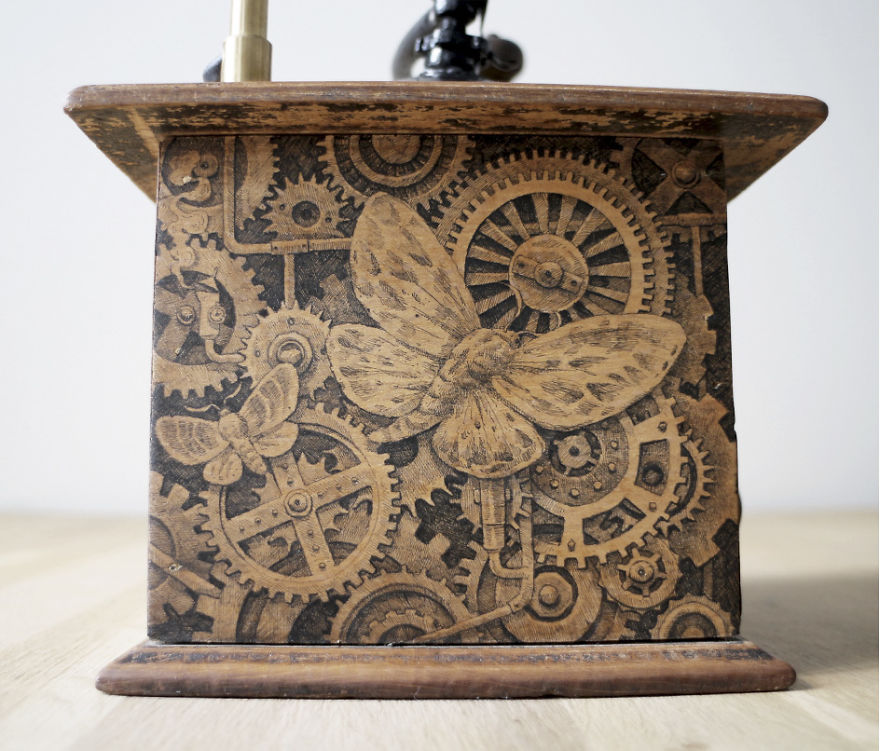 It Took Me 50 Hours And Thousands Of Lines To Bring This Old Coffee Grinder Lamp To Life