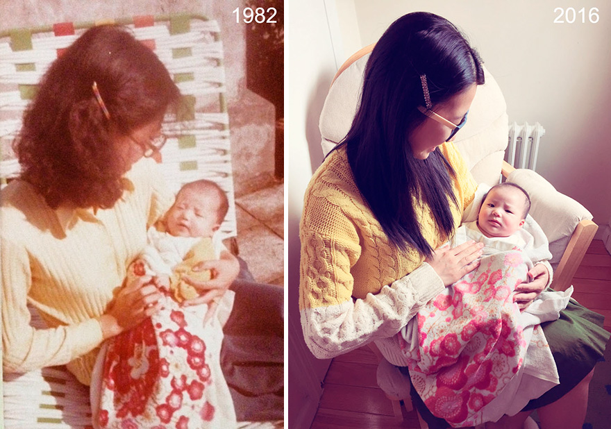 I Accidentally Found My Childhood Blanket And Decided To Recreate Childhood Photos With My Baby